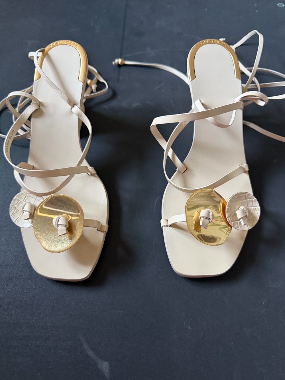 Tory Burch Women’s Strappy Cream Sandals with Gold Accent